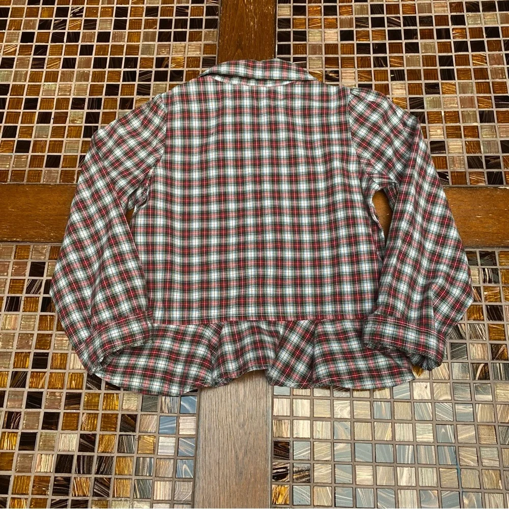 Ralph Lauren Cotton Plaid Poplin Blouse and Velvet Leggings Set